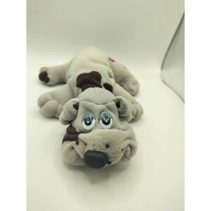 Vintage 1984 Pound Puppies Polyester Plush Toy Set Grey Brown Spotted Small 2pc